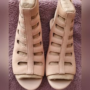 Clarks leather wedge sandal.